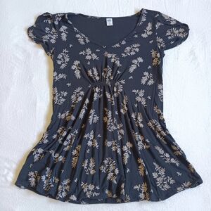 Old Navy Maternity Sz XS Black Flutter Sleeve Ruched Blouse